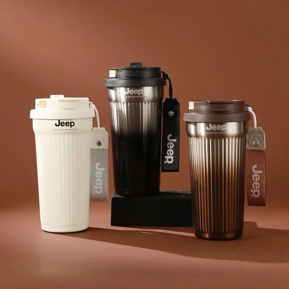 Bình / cốc giữ nhiệt cao cấp Jeep 550ml, ruột inox 316 phủ gốm Ceramic ( màu random)